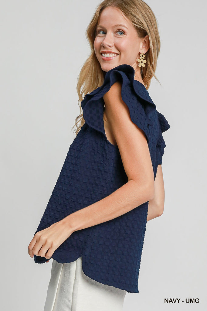 Navy Frills Top