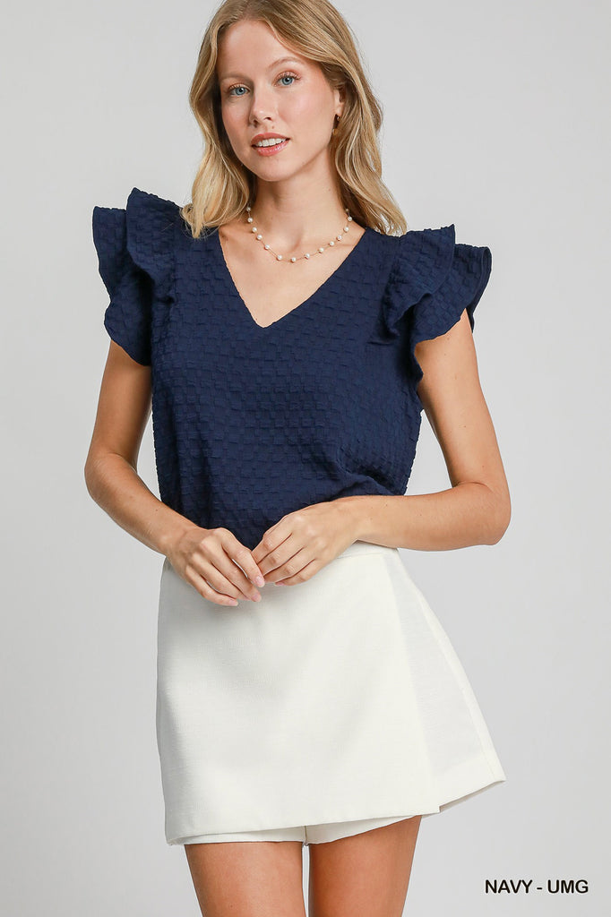 Navy Frills Top