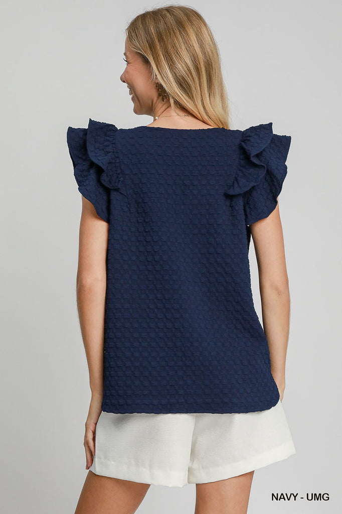 Navy Frills Top