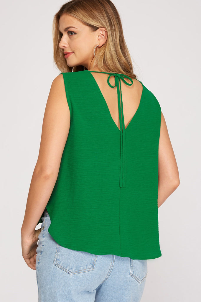 Green Surplice Tie Back Top