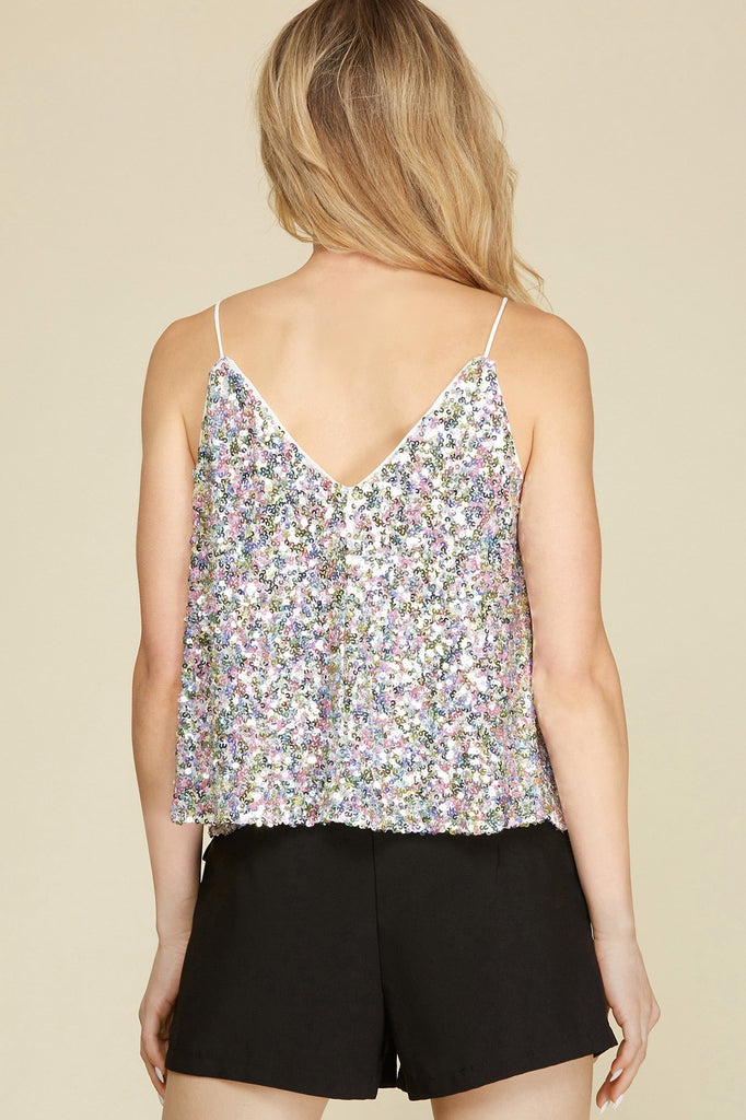 Cream Sequin Tank