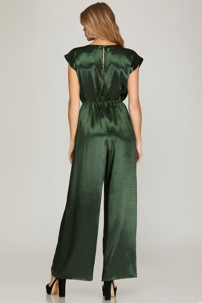 Green Pleated Jumpsuit