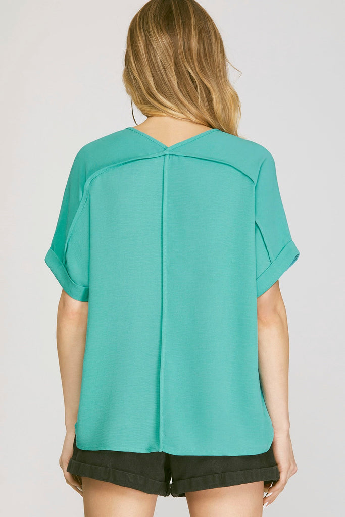 Crinkle Seam Back Top