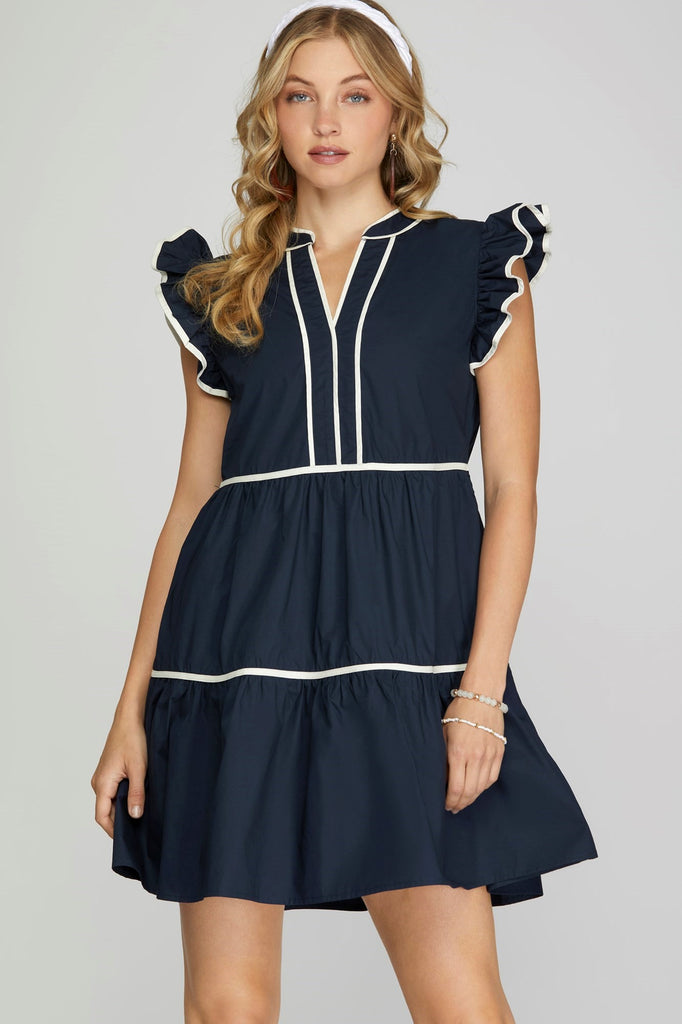 Crisp Navy Dress