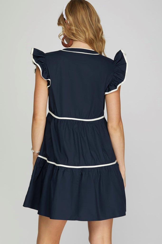 Crisp Navy Dress