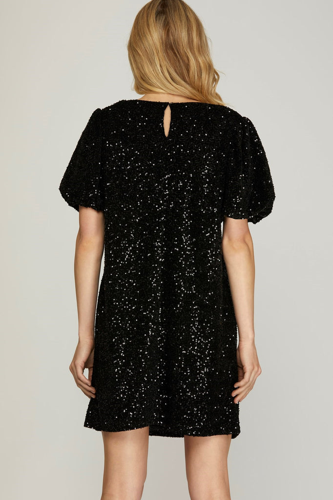 Black Sequin Party Dress