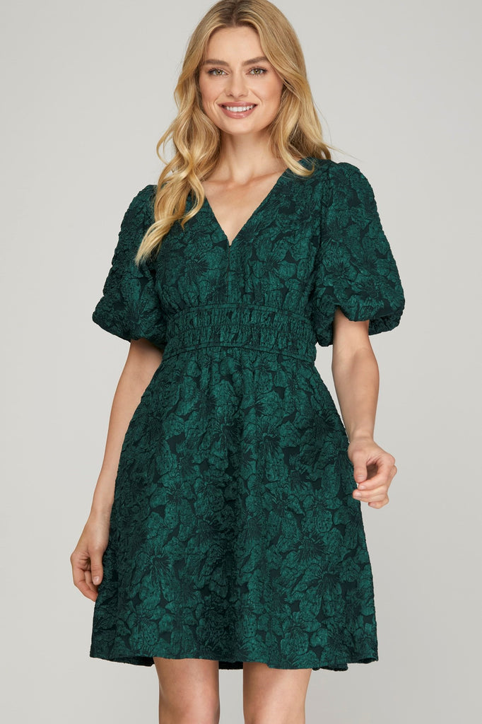 Sea Green Jacquard Dress