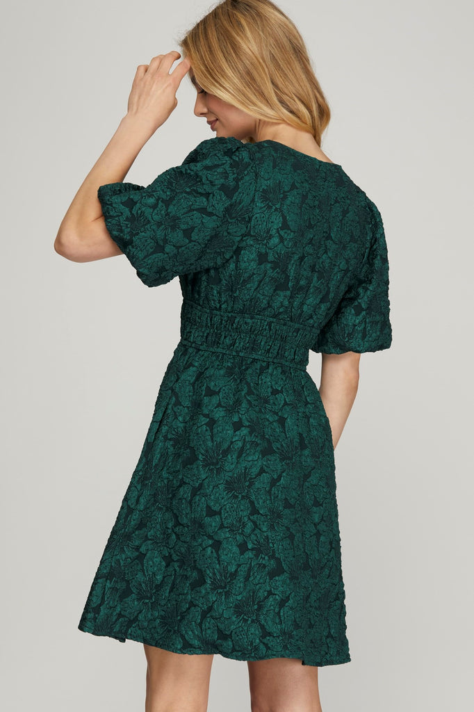 Sea Green Jacquard Dress