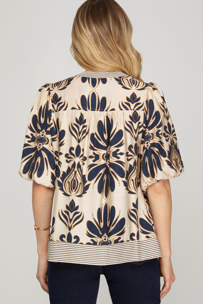 Navy Trim Border Top