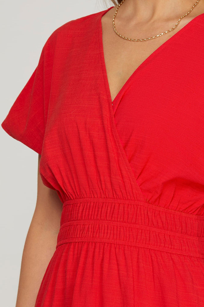 red dolman dress Dolman Sleeve Midi Dress