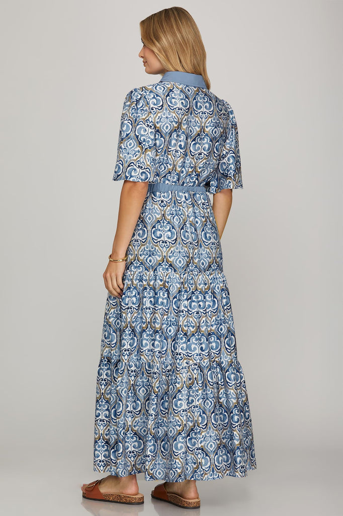 Blue Brown Swirl Dress Blue Brown Swirl Dress