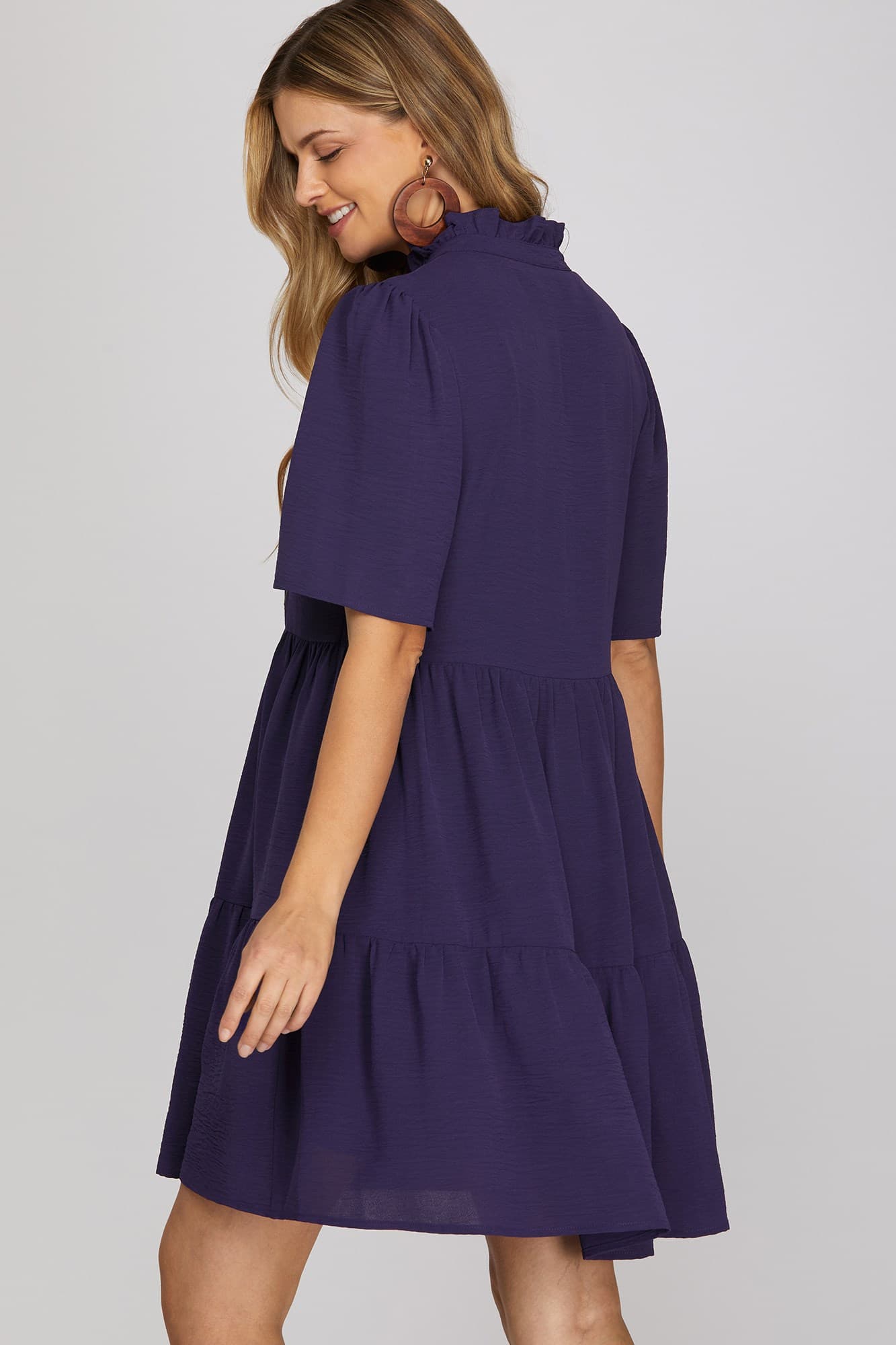 Navy Embroidered Tiered Dress Navy Embroidered Tiered Dress