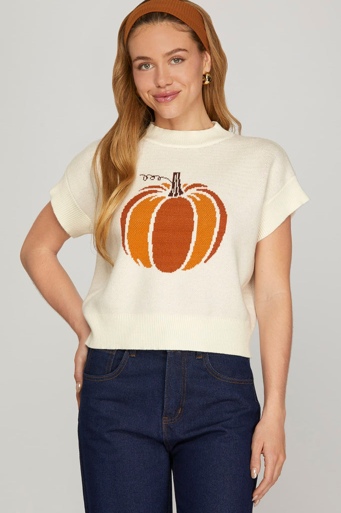 Pumpkin Short Sleeve Sweater