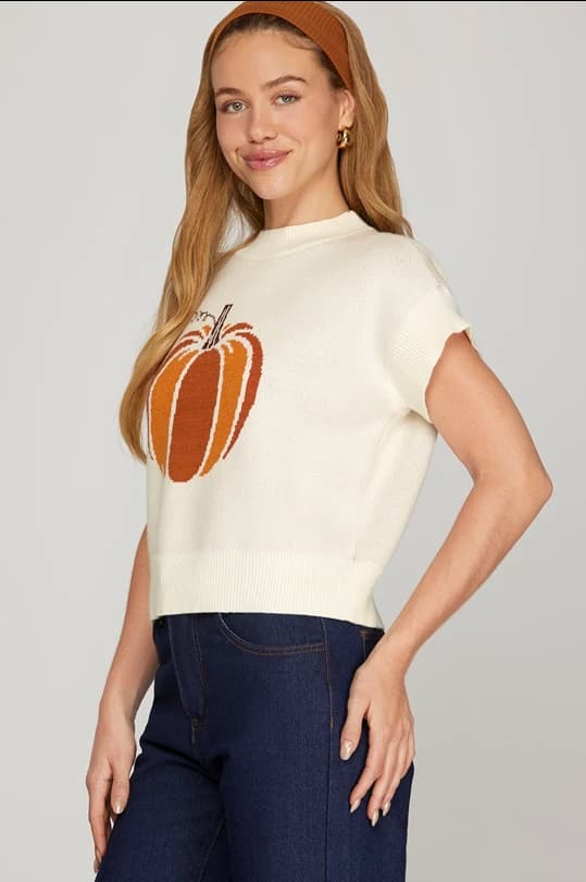 Pumpkin Short Sleeve Sweater