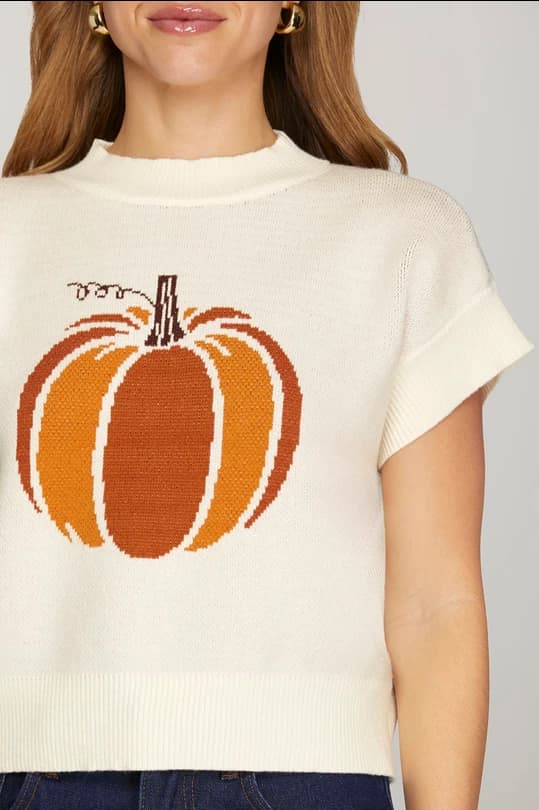 Pumpkin Short Sleeve Sweater