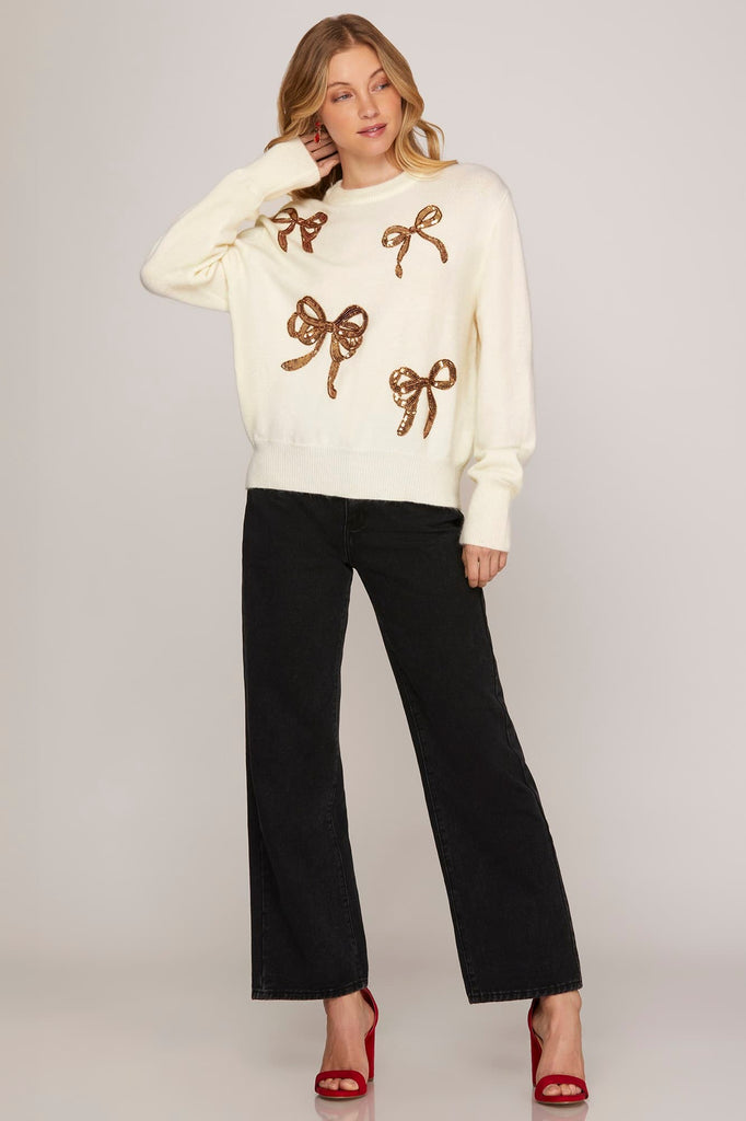 Sequin Ribbon Sweater