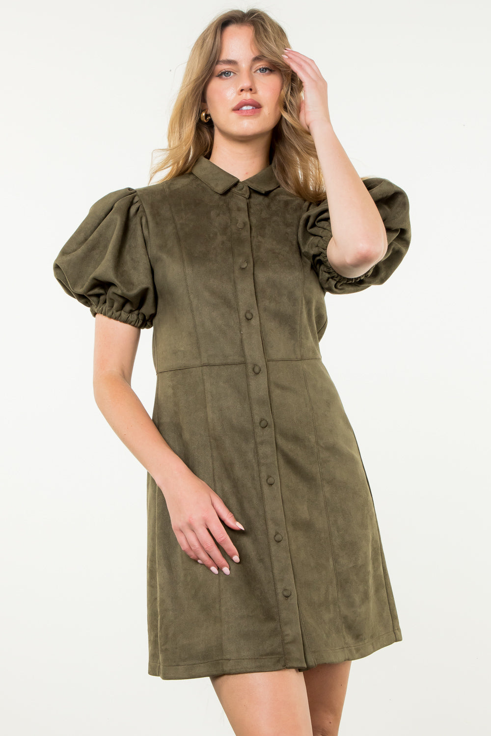 Faux Suede Button Dress Faux Suede Button Dress