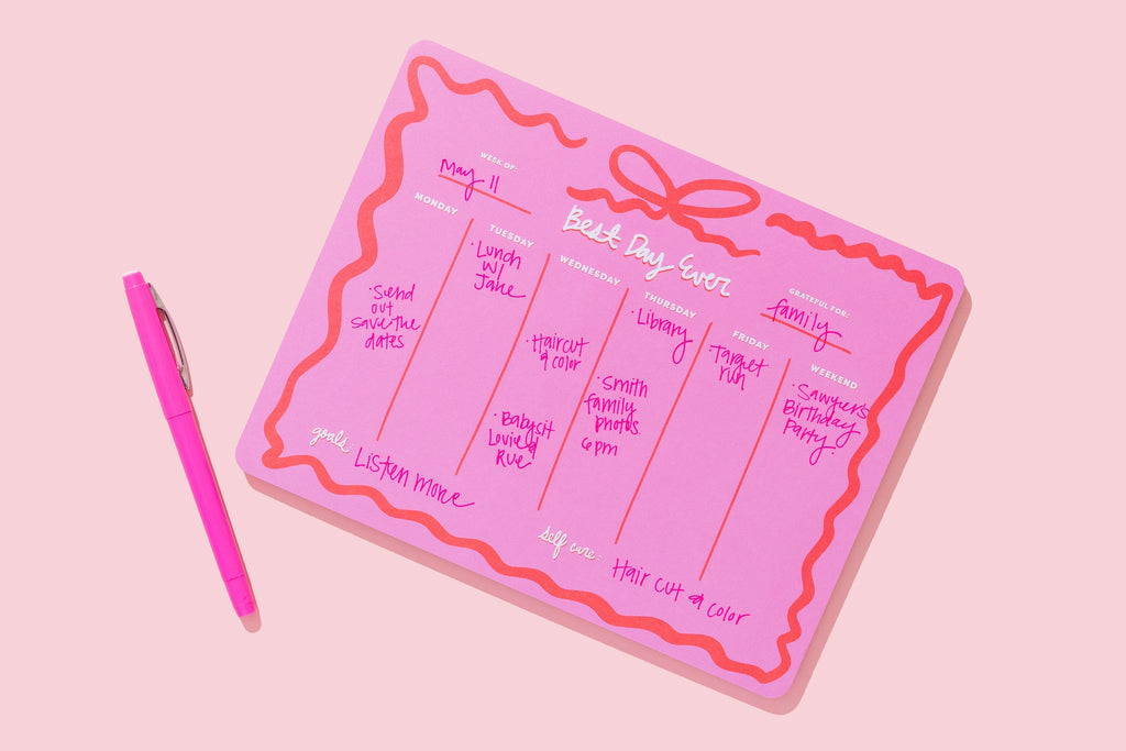 Weekly Planner, Pink Bow