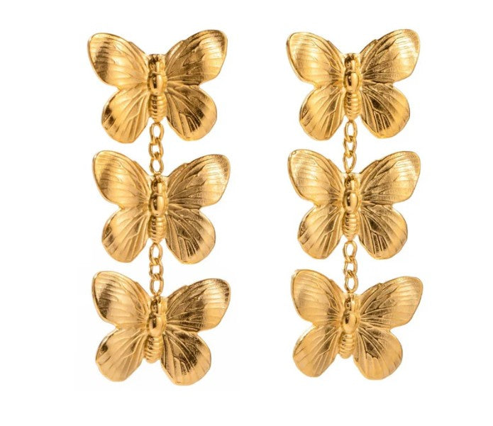 Triple Butterfly Studs