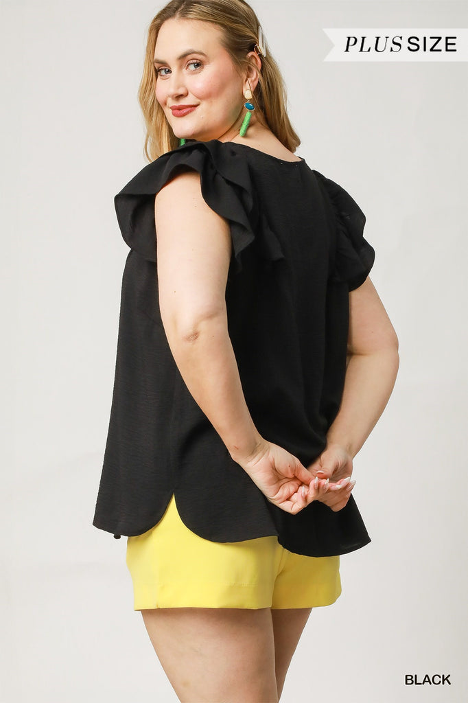 Flutter Sleeve Crinkle Top, More Colors