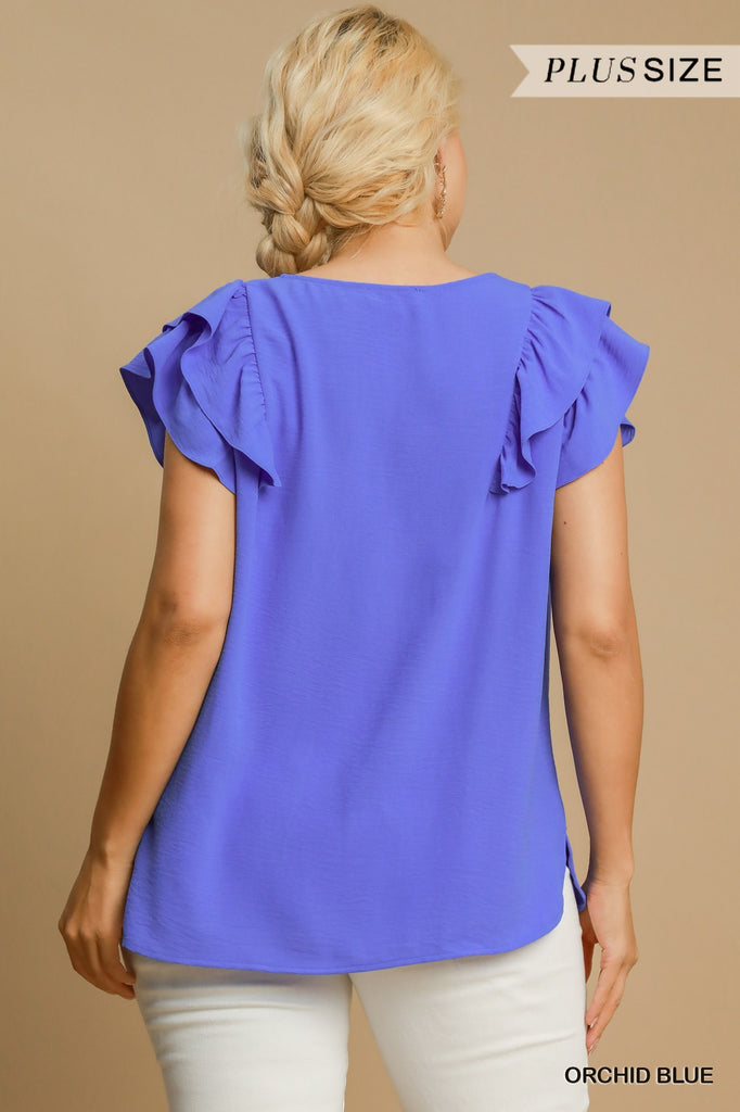Flutter Sleeve Crinkle Top, More Colors