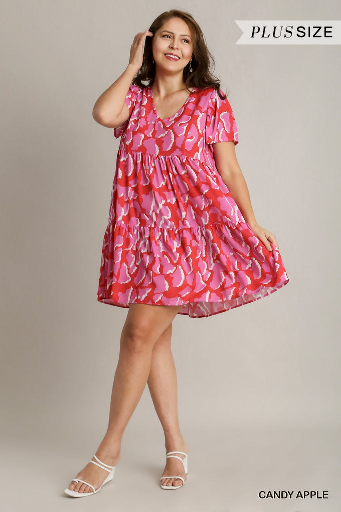 Pink Red Tiered Dress