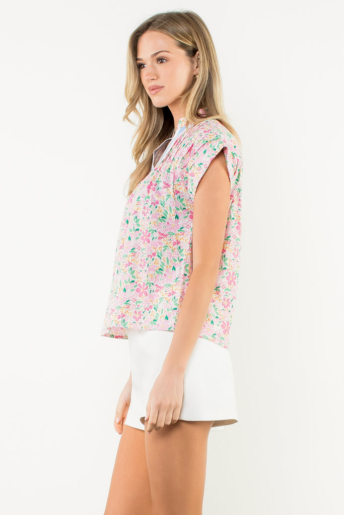 Pink Floral Varsity Top