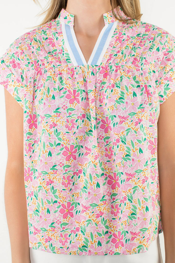 Pink Floral Varsity Top