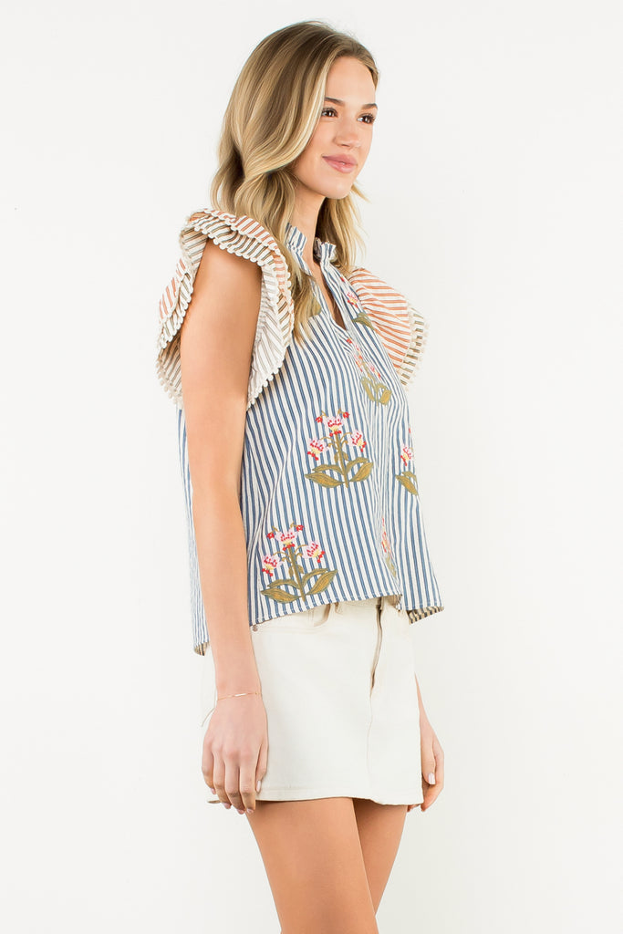Striped Fleurette Top