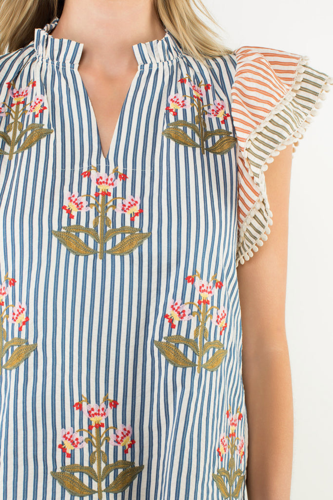 Striped Fleurette Top