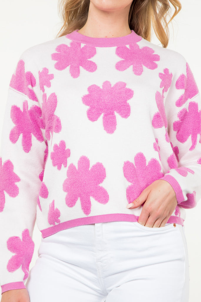 Pink Floral Pop Sweater