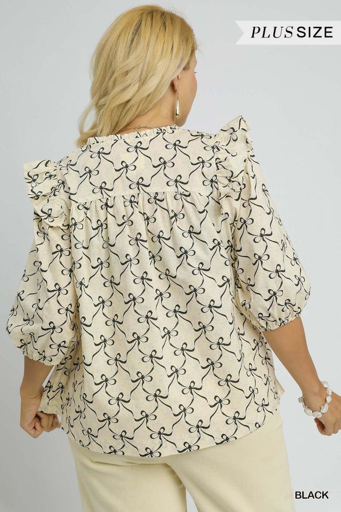 Black Bow Swirl Top