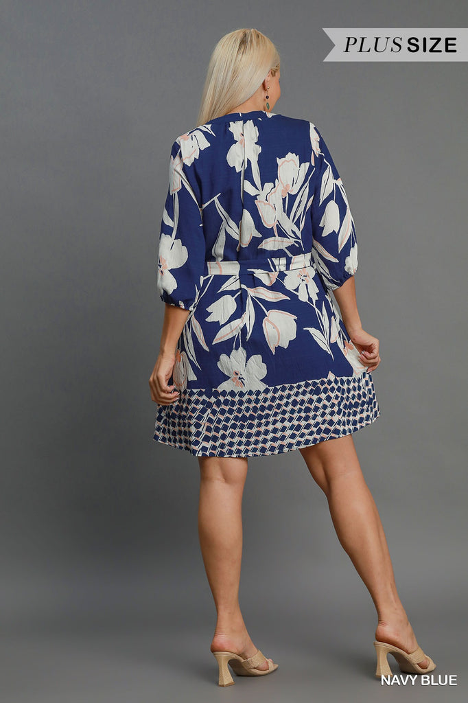 Navy Tulip Bordered Dress