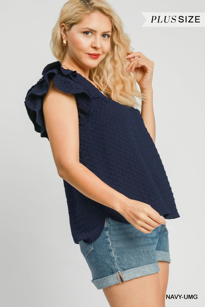 Navy Frills Top