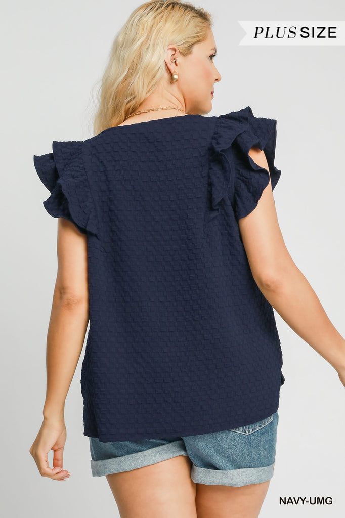 Navy Frills Top