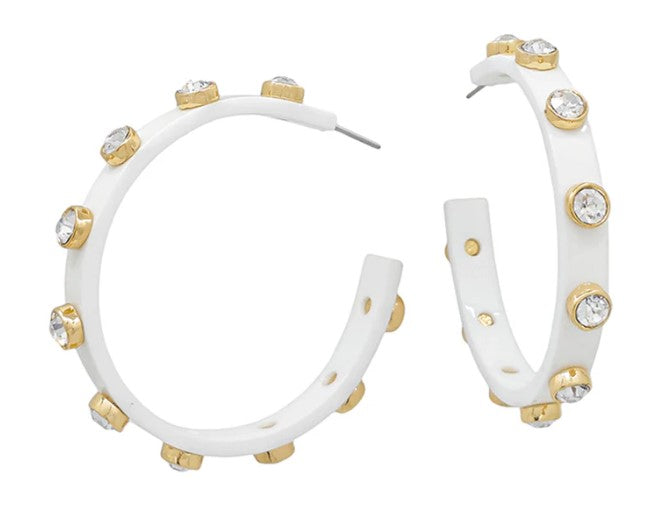 Rhinestone Acrylic Hoop Earrings