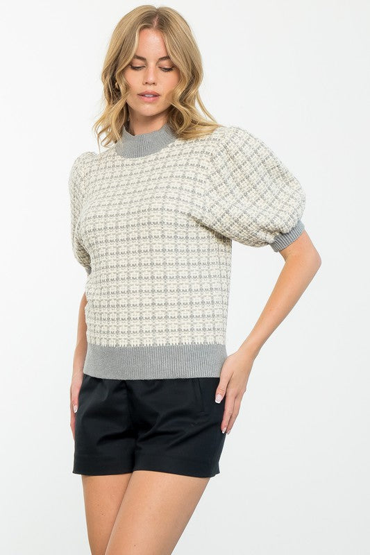 Cream Houndstooth Sweater