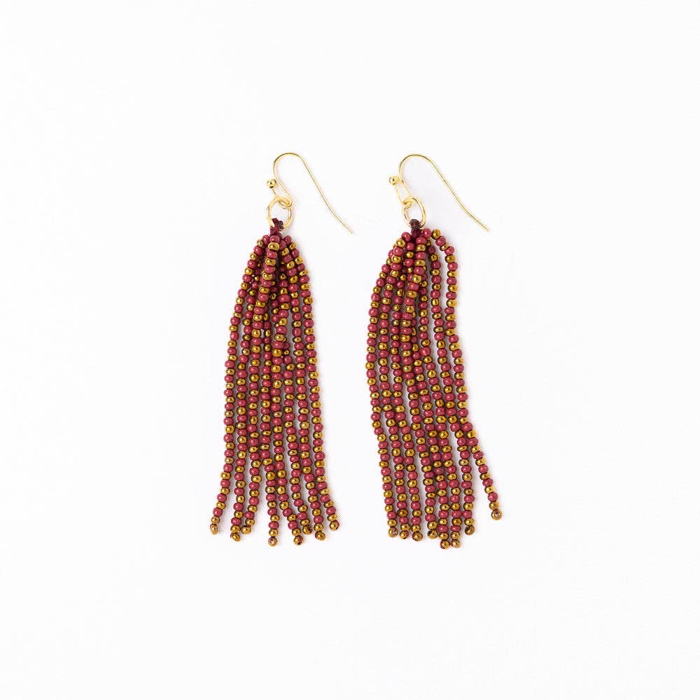 Game Day Tassel Seed Bead Earrings