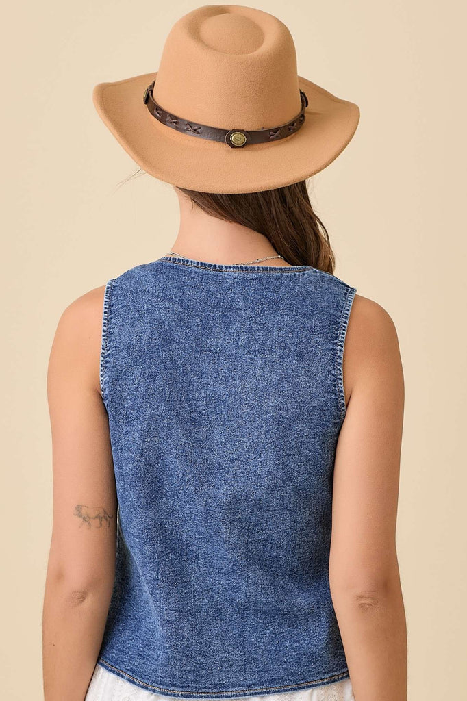 Denim Embroidered Vest