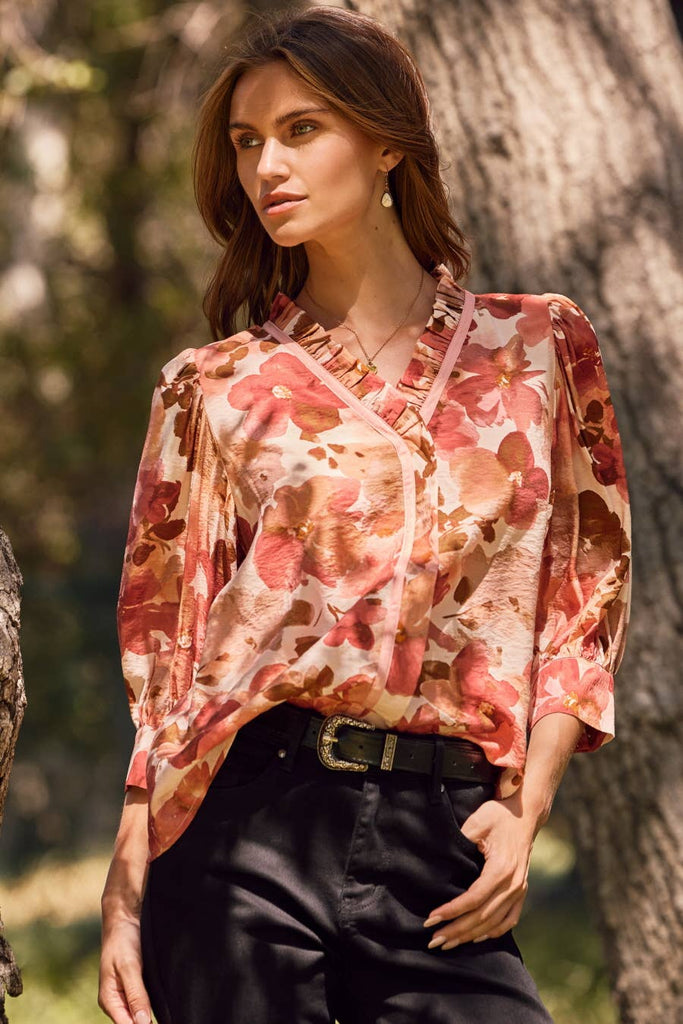 Cranberry Floral Top