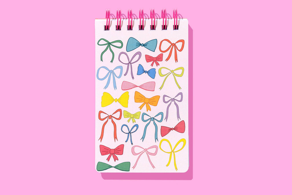 Small Spiral Top Notebook - Colorful Bows