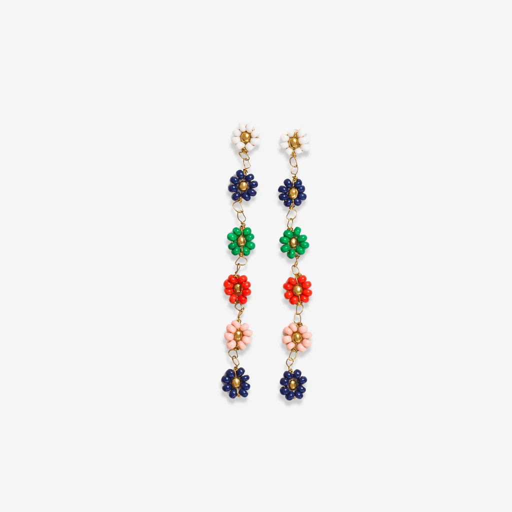 Amanda Multicolor Flower Beaded Dangle Earrings