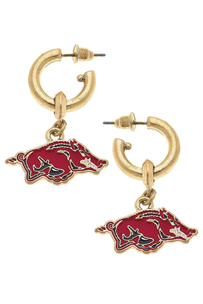 Collegiate Enamel Drop Hoop Earrings