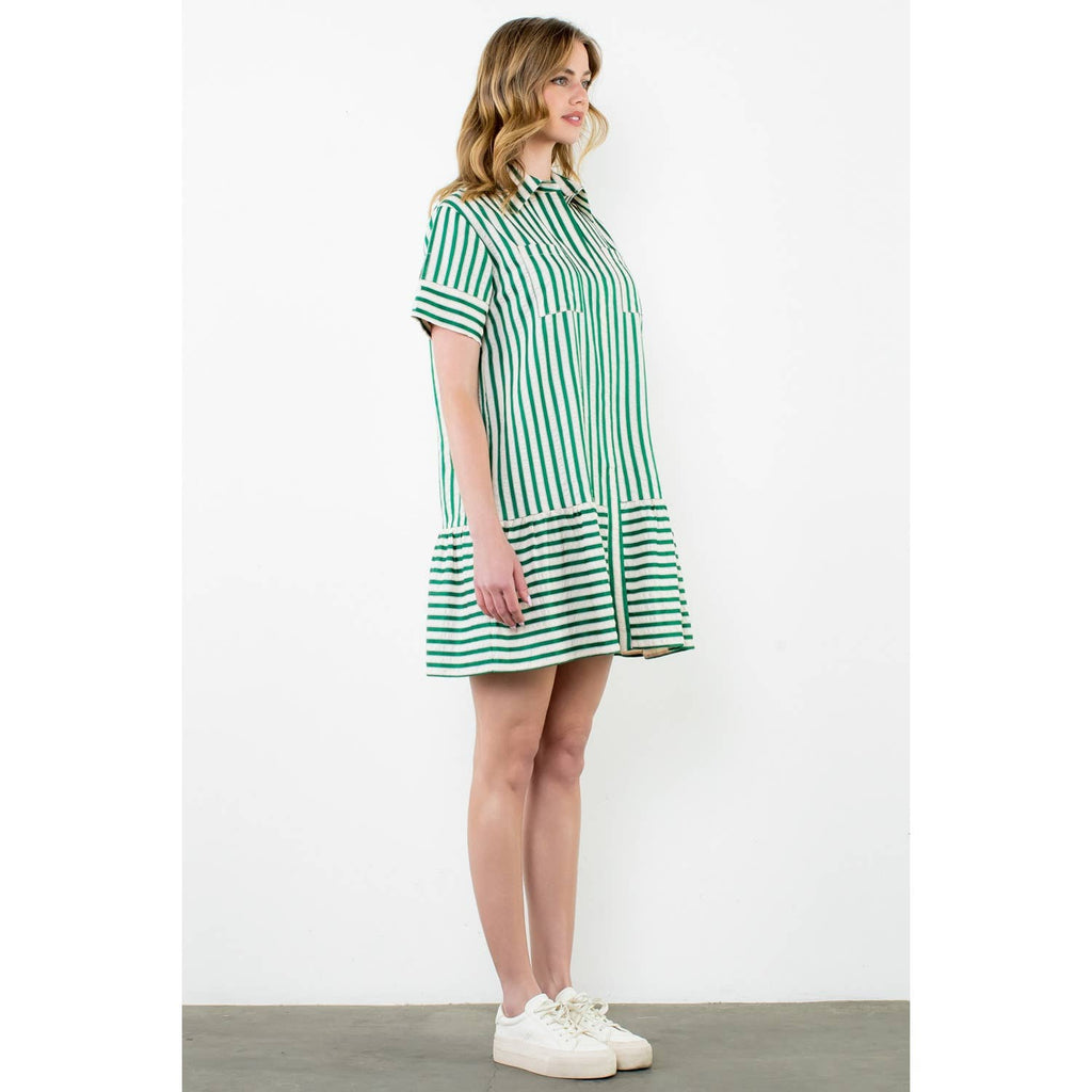 Green Striped Flapper Dress