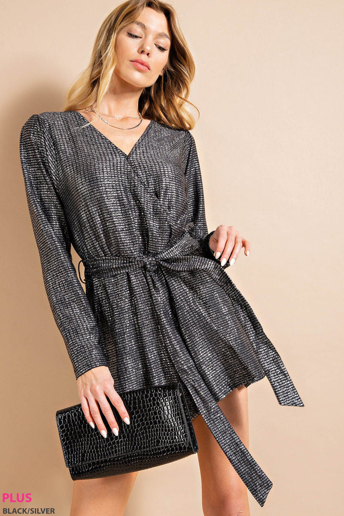 Black Silver Wrap Romper