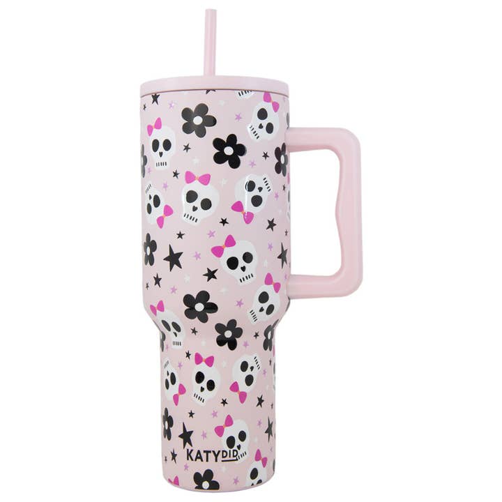 38oz Skulls and Flower Bow Tumbler