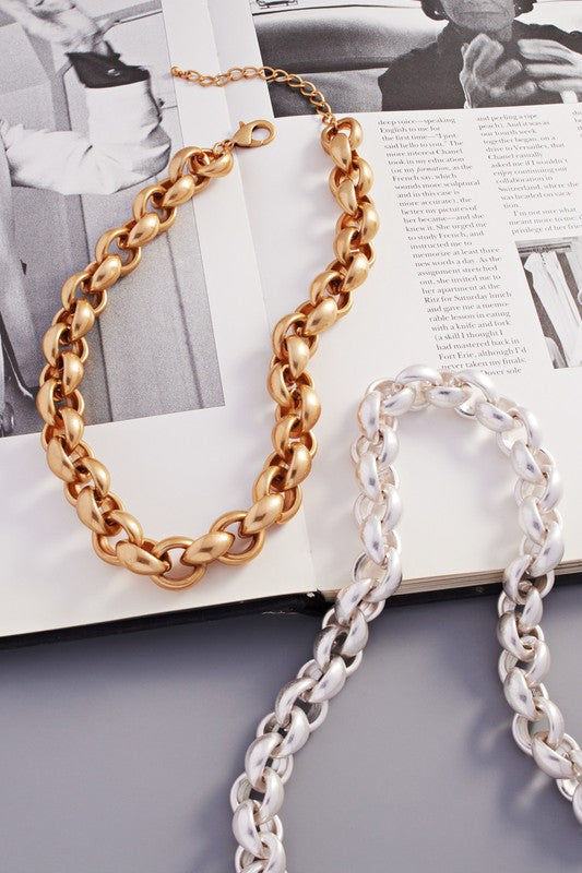 Two Tone Chunky Chain Necklace
