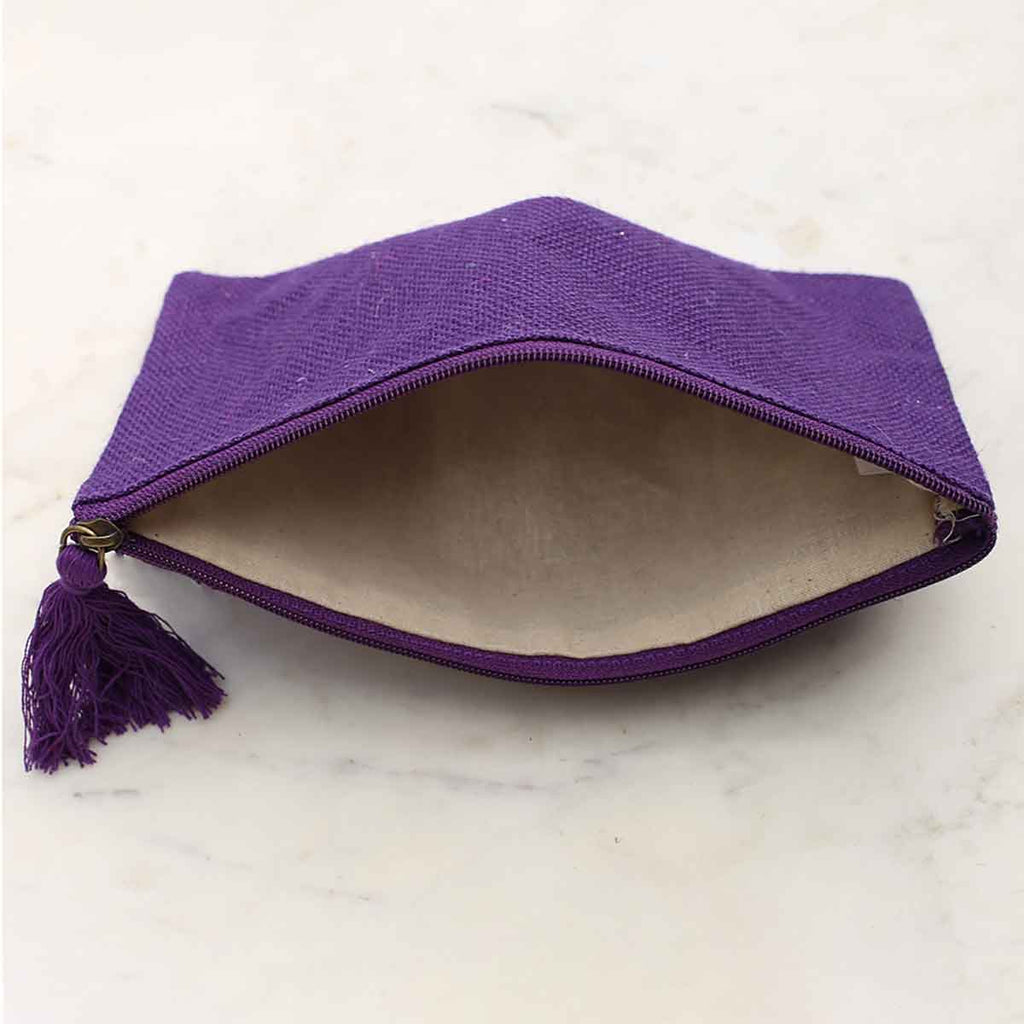 Jute Cosmetic Bag, Purple