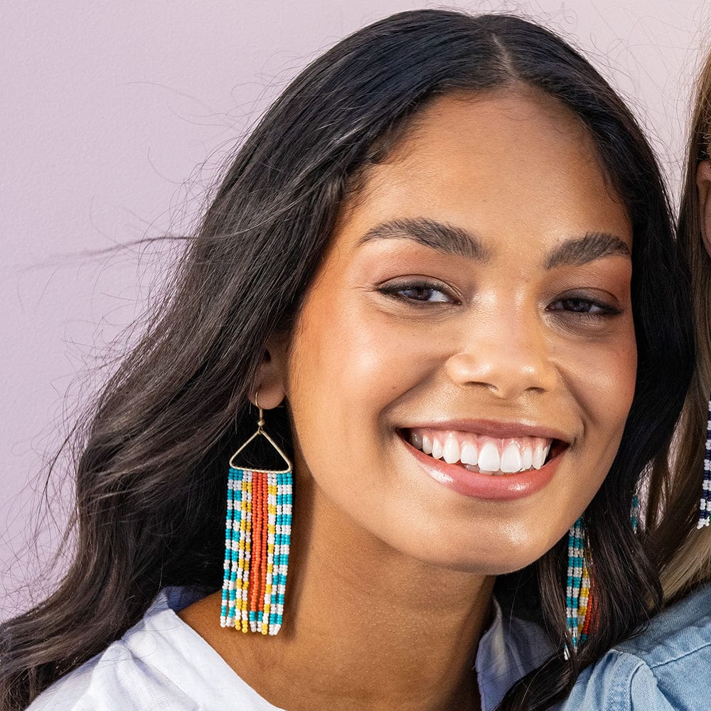 Brooke Check Border Fringe Earrings