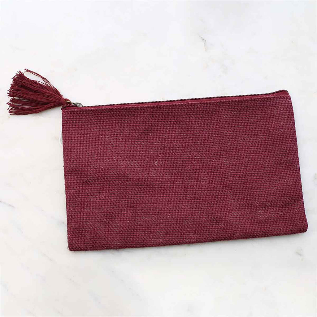 Jute Cosmetic Bag, Maroon